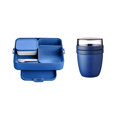 Abbildung von Mepal Lunchbox 2 tlg Starter Set Snacks to go Bento Vivid blue, mit Fächern Large Lunchpot