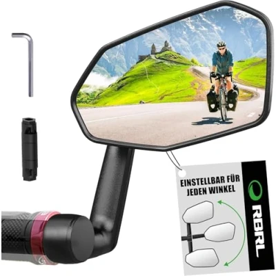 Abbildung von RBRL Fahrradspiegel, Nicht Leicht Zu Blockierender übergroßer Rückspiegel Fahrrad, Bruchfest &amp; Langlebig Fahrrad Spiegel, 360 Verstellbarer Spiegel für E Bike (Rechts)