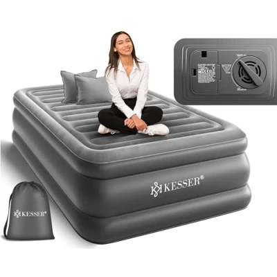 Abbildung von KESSER® Aufblasbare Matratze Luftbett Selbstaufblasend Gästebett Mit eingebauter elektrischer Pumpe, Luftmatratze für Camping oder Heimgebrauch Tasche, geeignet 1 Person 203 x 95 51cm