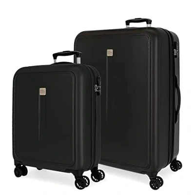 Abbildung von Roll Road Camboya Koffer Set, schwarz, 55/68 cm, starr, ABS Kombinationsverschluss, seitlich, 217 l, 6,56 kg, 4 Räder, Handgepäck