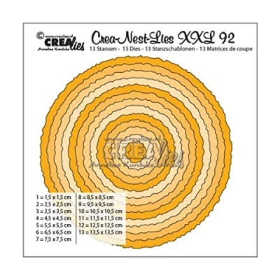 Abbildung von Crealies Crea Nest Lies XXL no 92 Cirkels met ruwe randen CLNestXXL92 135 x 135mm (04 19)