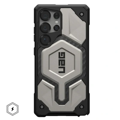 Abbildung von Samsung Galaxy S25 Ultra Hülle MagSafe Kunststoff UAG Hard Case/Backcover Handyhülle Silber Shockproof/Stoßfest