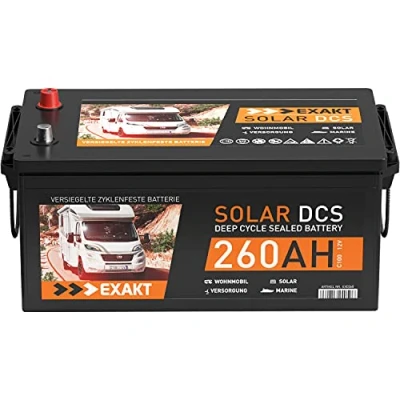 Abbildung von Solarbatterie 12V 260Ah EXAKT DCS Wohnmobil Versorgung Boot Solar Batterie ersetzt 220Ah 230Ah