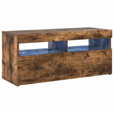 Abbildung von vidaXL TV Schrank mit LED Leuchten Lowboard Möbel Tisch Sideboard Fernsehtisch Fernsehschrank HiFi Räuchereiche 90x35x40cm