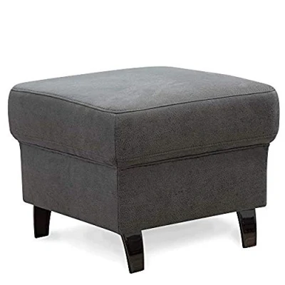 Abbildung von Cavadore Hocker Ammerland, Polsterhocker, Fußbank für Wohnzimmer passend zur Wohnlandschaft 58 x 48 58, lederoptik anthrazit