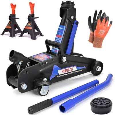 Abbildung von Wagenheber 2T + Gummiuaflage Handschuhe Hydraulischer Rangierwagenheber Heber (Wagenheber SN3062 2X Unterstellbock)