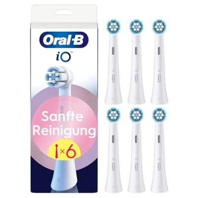 Abbildung von Oral B iO Sanfte Reinigung, Original Aufsteckbürsten, geeignet für empfindliches Zahnfleisch, Weiß, 6 Stück