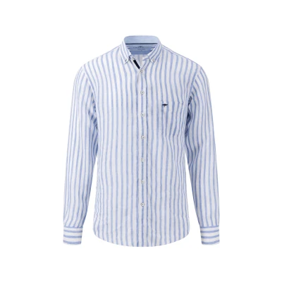 Abbildung von FYNCH HATTON Langarmhemd Herren Leinenhemd Casual Fit Langarm (1 tlg)