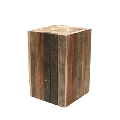 Abbildung von Brillibrum Design Beistelltisch Holz Hocker aus Treibholz Nachttisch Quadratisch Echtholz massiv Ablage Blumenhocker 45 x 30 cm (H B T)