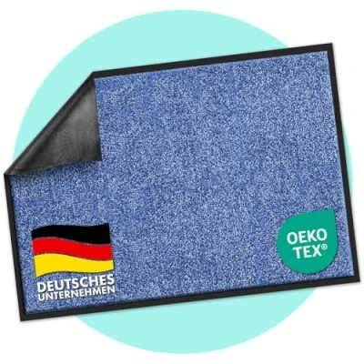 Abbildung von Schmutzfangmatte Rhine, Fußmatte, Türmatte für Eingangsbereich, Fußabtreter, Türvorleger, Sauberlaufmatte (40x60 cm, Blau)