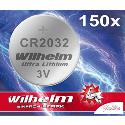 Abbildung von 150 x Knopfzelle CR2032 Wilhelm Batterie Lithium 3V CR 2032 Industrieware…