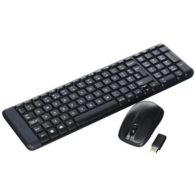 Abbildung von Logitech MK220 Kompaktes, Kabelloses Set mit Tastatur und Maus für Windows, Englishes QWERTY Layout Schwarz