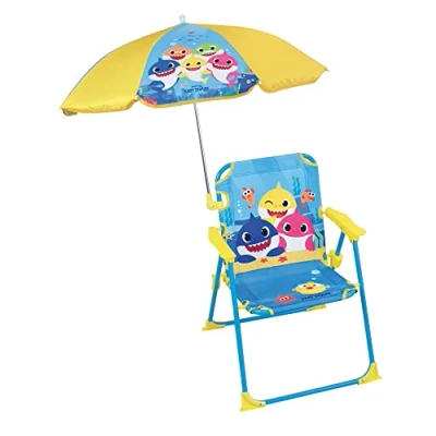 Abbildung von Fun House Baby Shark Klappstuhl, Maße: 38,5 x 37,5 cm + Sonnenschirm, Durchmesser 65 cm, Mehrfarbig