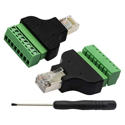 Abbildung von zdyCGTime RJ45 Männlich auf 8P 8C Weiblich Bolzen Schraubklemmen Ethernet Netzwerk Stecker Kabel,für AV CCTV UTP DVR Cat5 Cat5e Cat6 Cat7 In Line Kupplung 300V 8A Dividable.(2 STK)