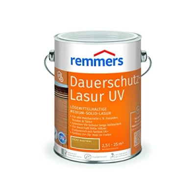Abbildung von Remmers Dauerschutz Lasur UV eiche rustikal, 2,5 Liter, Dekorative Medium Solid für Außen, auch helle Farbtöne und farblos UV+, wetterbeständig