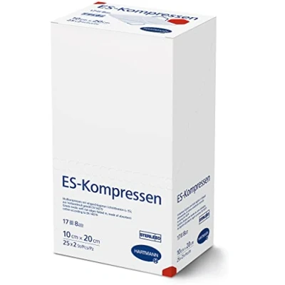 Abbildung von ES Kompressen steril 8f 10 x 20 cm 25X2 St