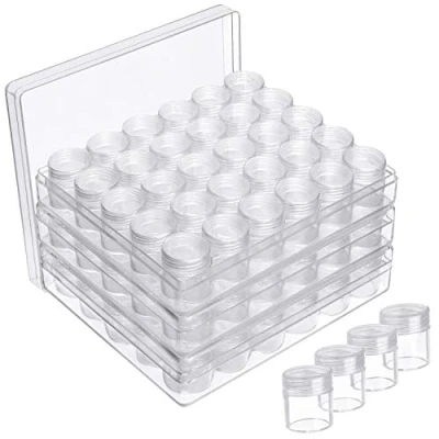 Abbildung von Kurtzy Transparente Kleine Dosen mit Deckel Plastik je 30 Creme (3er Pack) Probendöschen Kosmetik Herausnehmbar Perfekt für Diamant Punkt Malerei, Schmuck, Nagelkunst, Glitzer &amp; Stickerei