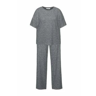 Abbildung von Studio Untold Zweiteiler Halbarm Nachtwäsche Set, Damen, Größe: 50/52, Black