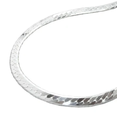 Abbildung von unbespielt Silberkette Halskette 3 mm Panzerkette flach 925 Silber 42 cm inkl. Schmuckbox, Silberschmuck für Damen