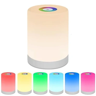 Abbildung von LED Nachttischlampe Wiederaufladbares USB Nachtlicht Stimmungslicht mit RGB Farbwechsel &amp; Dimmbares Aufladbar tragbare Smart Touch Control für Kinder Zimmer, Büro und Camping (Warmweiß)