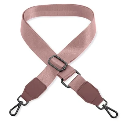 Abbildung von Schultergurt für Handtasche Laptoptasche Roségold [Metallfarbe: Schwarz] Länge verstellbar 89 142 cm Breite 3,8 Ersatz Gurt Band Schulterriemen Strap Umhängegurt
