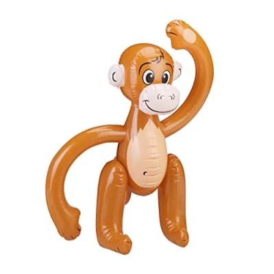 Abbildung von Relaxdays 10024252 aufblasbarer AFFE, Äffchen Schwimmtier, Dschungel Party Deko, Safari, Karneval, Kinder Wasserspielzeug, braun Affe ausblasbar 61 cm, 1 Stück