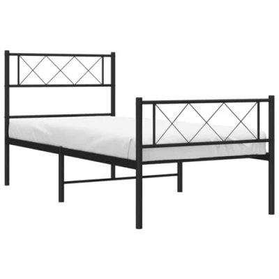 Abbildung von vidaXL Bett Bettgestell mit Kopf und Fußteil Metall Schwarz 80x200 cm