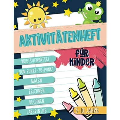 Abbildung von Aktivitätenheft für Kinder: Wortsuchrätsel, von Punkt zu Punkt, malen, zeichnen, rechnen, Labyrinthe: 3 10 Jahre