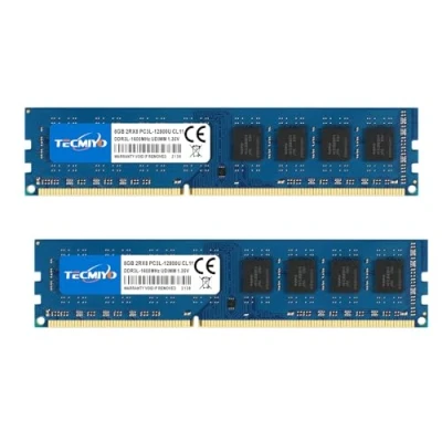 Abbildung von TECMIYO 16GB Kit(2x8GB) DDR3 Ram 1600MHz PC3 12800U/PC3L 12800 DDR3L Arbeitsspeicher UDIMM CL11 1.35V/1.5V 240Pin Non ECC Ungepuffertes 2RX8 Dual Rank Desktop Speicher Modul