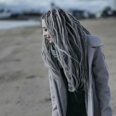 Abbildung von 24 Inch Dreadlock Extensions 20 Strands Ombre Grey Single Ended Hippie Dreads 0.6 cm Width Loc Reggae Style Synthetic Crochet Hair for Women (1B/Grey)