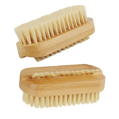 Abbildung von Nagelbürsten 2 Stück Nagelbürste aus Holz Bürste für Hand Handwaschbürste mit Naturborsten Reinigungsbürsten Set Fingernagel Doppelseitige Maniküre, Pediküre &amp; Handpflege (9,5cm)