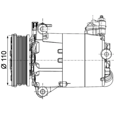 Abbildung von MAHLE ORIGINAL ACP 1357 000P Kompressor 7VS16ic 12 PAG 46 YF R 1234yf, 134a mit Dichtring ohne Ölablassschraube FORD: Galaxy Mk2 MPV