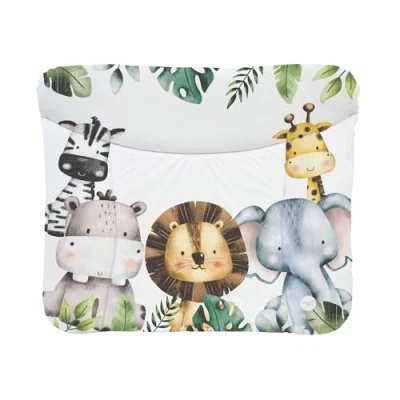 Abbildung von Ceba Baby® weiche Wickelauflage 75x72 cm Baby Wickelunterlage Wickeltischauflage für Junge und Mädchen Wasserdicht, abwaschbar OEKO TEX® Standard 100 Made in EU Dschungeltiere