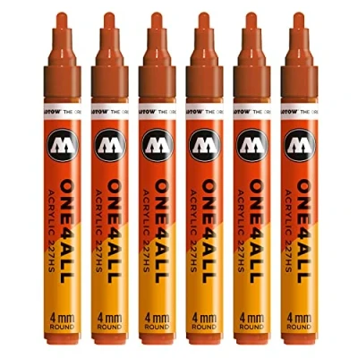Abbildung von Molotow One4All 227HS Acryl Marker (4,0 mm Strichstärke, hochdeckend und permanent, UV beständig, für fast alle Untergründe) 6 Stück Farbe 010 hummer