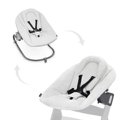 Abbildung von Hauck Babywippe Alpha Bouncer Premium, Light Grey, für Neugeborene mit Wippgestell, Hochstuhl Alpha+ und Beta+
