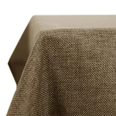 Abbildung von Deconovo Tischdecke Leinenoptik Lotuseffekt Tischwäsche Wasserabweisend Tischtuch, 130x160 cm, Taupe, 1 Stück