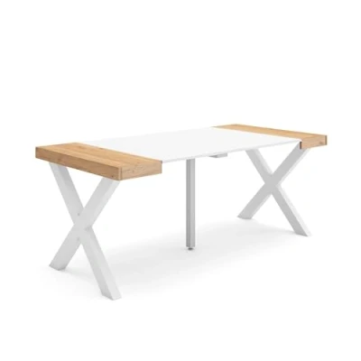 Abbildung von Skraut Home Ausziehbarertisch Multifunktionaler ausziehbarer 180 Für 8 Gäste Massivholz Beine Moderner Stil Eiche und weiß