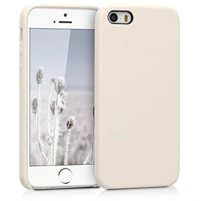 Abbildung von kwmobile Hülle kompatibel mit Apple iPhone SE (1.Gen 2016) / 5 5S Silikon Handy Case Handyhülle weiche Oberfläche kabelloses Laden Creme