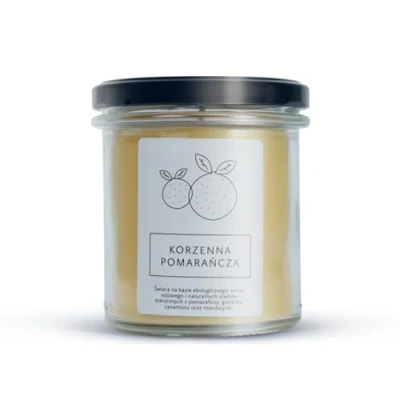 Abbildung von Hagi Spicy Orange Sojakerze Duftkerze Entspannender und Wohltuender Duft Duftkerzen im Glas Brenndauer ca. 75 h Vegan Ökologisches Sojawachs