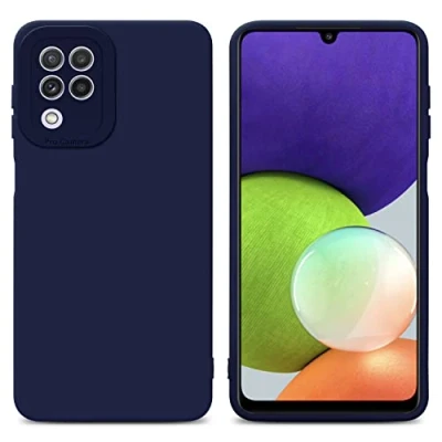 Abbildung von Cadorabo Hülle kompatibel mit Samsung Galaxy A22 4G Schutzhülle TPU Silikon Case Liquid Design Kameraschutz Slim Kratzfest Weiche Gummi Rundumschutz für in Blau
