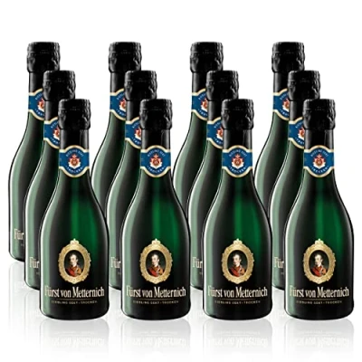 Abbildung von Fürst von Metternich Riesling Sekt, Trocken, Dry (12x0,2l) Premiumsekt aus rein deutschen Wein Anbaugebieten im Rheingau, Rheinhessen und der Pfalz, klare ausgeprägte exotische Fruchtnoten