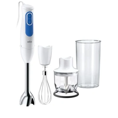 Abbildung von Braun MultiQuick 3 MQ3025WH Spaghetti S12 Stabmixer Set Weiß Blau