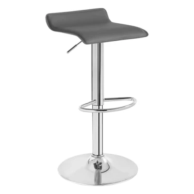 Abbildung von WOLTU BH11gr 1 Design Hocker Barhocker, stufenlose Höhenverstellung, verchromter Stahl, Antirutschgummi, pflegeleichter Kunstleder, gut gepolsterte Sitzfläche, Grau