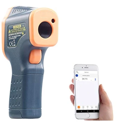 Abbildung von AGT Temperaturmesser: Profi Infrarot Thermometer mit Laser, 50 bis +600 C, LCD, Bluetooth (IR Thermometer, Fernthermometer, Grillthermometer)