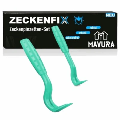 Abbildung von MAVURA Zeckenpinzette ZECKENFIX Zeckenzange Hunde Katze Zecken Zange Metall Zeckenpinzette, Zeckenhaken Zeckenentferner Greifer Entferner Pinzette Haken [2er Set]