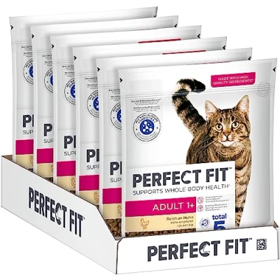 Abbildung von PERFECT FIT Adult Trockenfutter für erwachsene Katzen ab 1 Jahr Huhn, 750g (6 Beutel)
