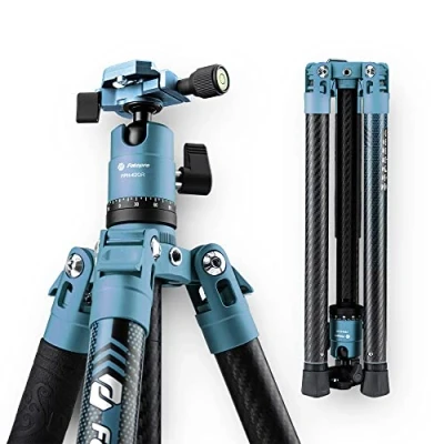 Abbildung von Fotopro Carbon Stativ 151 cm 360 Grad Kugelkopf Schnellwechselplatte Leichtes Kamera für Reisestativ Gefaltete Höhe nur 36 cm, Maximale Belastung bis zu 10 KG, Blau