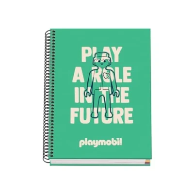 Abbildung von DOHE A5 Notizbuch, kariert, Spiralbindung, 100 Blatt mit 90 g/m², 5 mm, Hardcover, Playmobil Green Future, Schulmaterial Grün