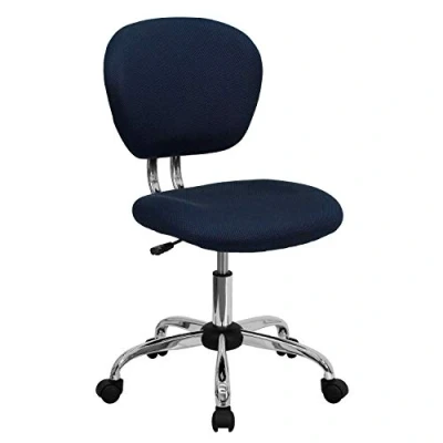 Abbildung von Flash Furniture Arbeitsstuhl, mittelhohe Rückenlehne, Netzmaterial, drehbar, mit Chrombasis, Metall, marineblau, 58 x 56 25 cm