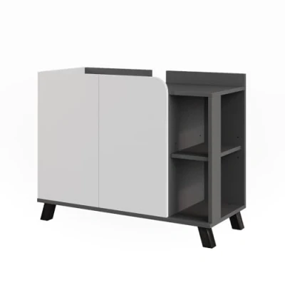 Abbildung von Vicco Waschbeckenunterschrank Karen, Anthrazit/Weiß, 80 x 65 cm mit 2 Türen